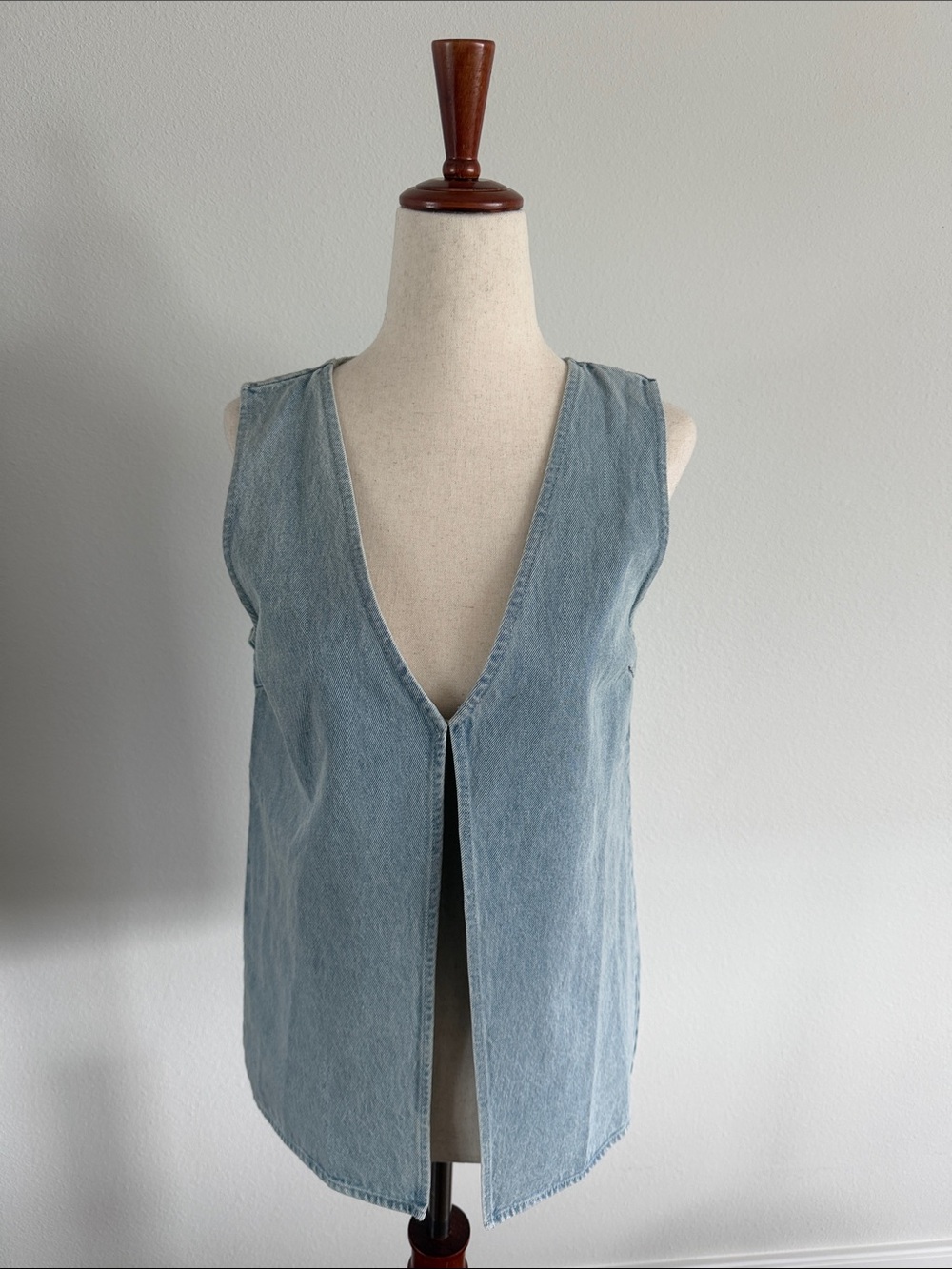 Sabo Light Wash Denim Vest - Sleeveless Open Front